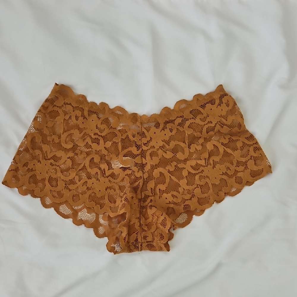Victoria's Secret Rust Orange Floral Lace Boyshort